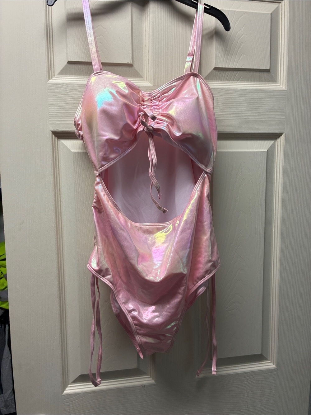 Girls' Shimmery Pink One-Piece Swimsuit with Ruched Front